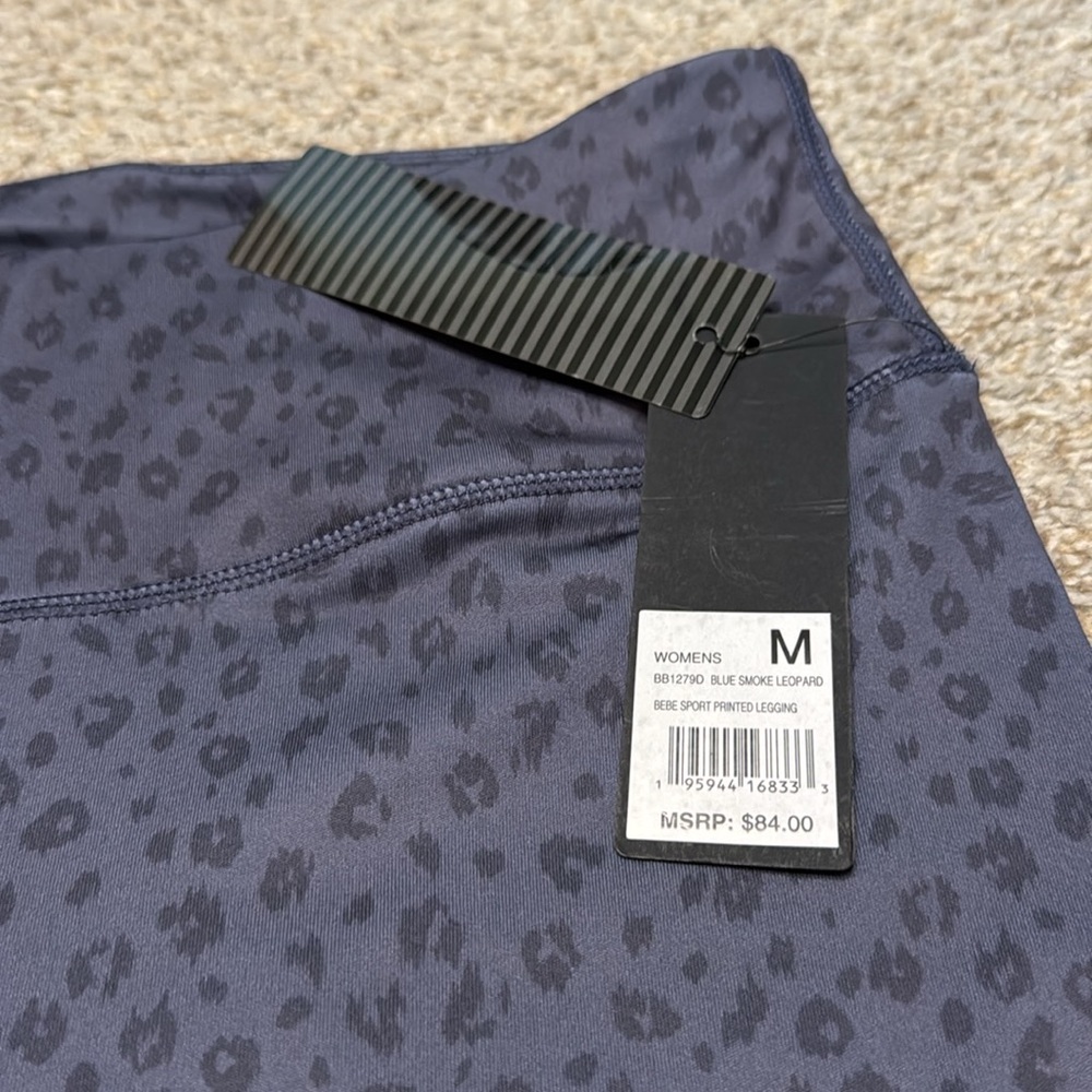 Bebe sport leggings, smoke blue leopard, size medium NWT - Picture 4 of 7